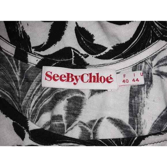 See By Chloe Sz 8 Dress Black  and White Palm Tree Shift EUC - Picture 6 of 10